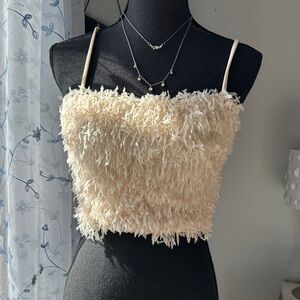 Chic Cream Fuzzy Crop Top